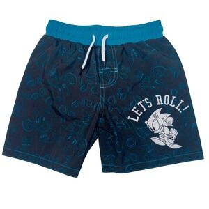 Sonic‎ the Hedgehog Boys Swim Trunks Size 4/5 Blue Black Let's Roll!